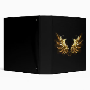 Golden Angel Wings on Black background Binder