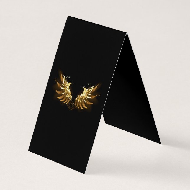 Golden Angel Wings on Black background Business Card (Back)