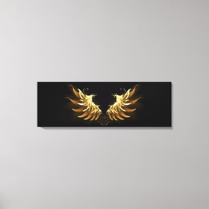 Golden Angel Wings on Black background Canvas Print