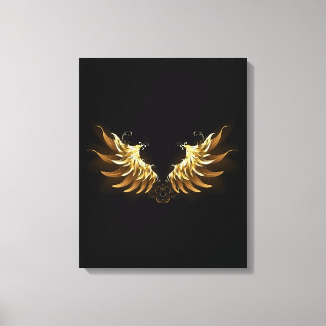 Golden Angel Wings on Black background Canvas Print (Front)