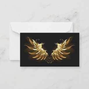 Golden Angel Wings on Black background Card