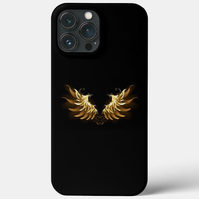 Golden Angel Wings on Black background Case-Mate iPhone Case (Back)