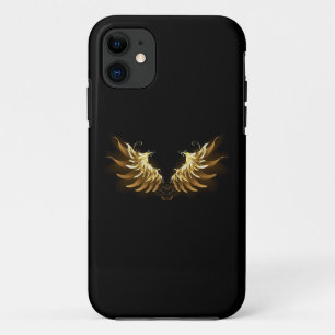 Golden Angel Wings on Black background iPhone 11 Case