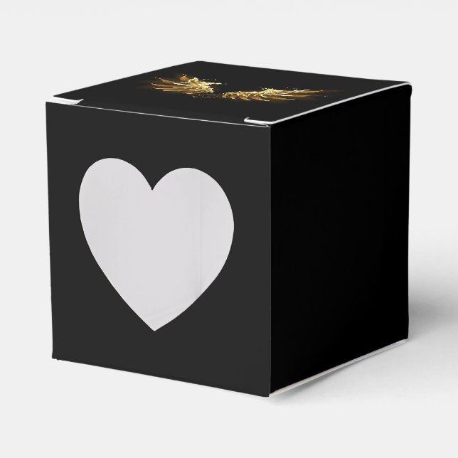 Golden Angel Wings on Black background Favor Box (Front Side)