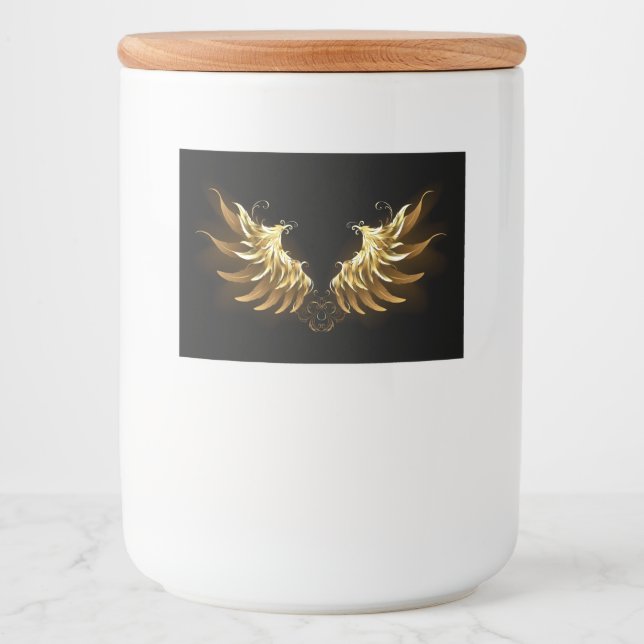 Golden Angel Wings on Black background Food Label (Front)