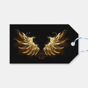 Golden Angel Wings on Black background Gift Tags