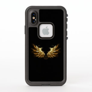 Golden Angel Wings on Black background