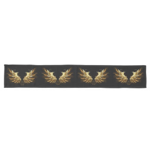 Golden Angel Wings on Black background Long Table Runner