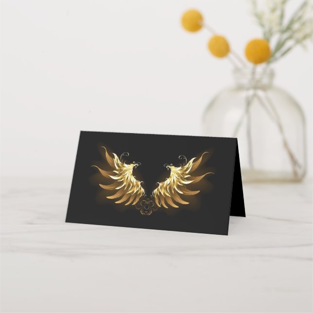 Golden Angel Wings on Black background Loyalty Card (Front)