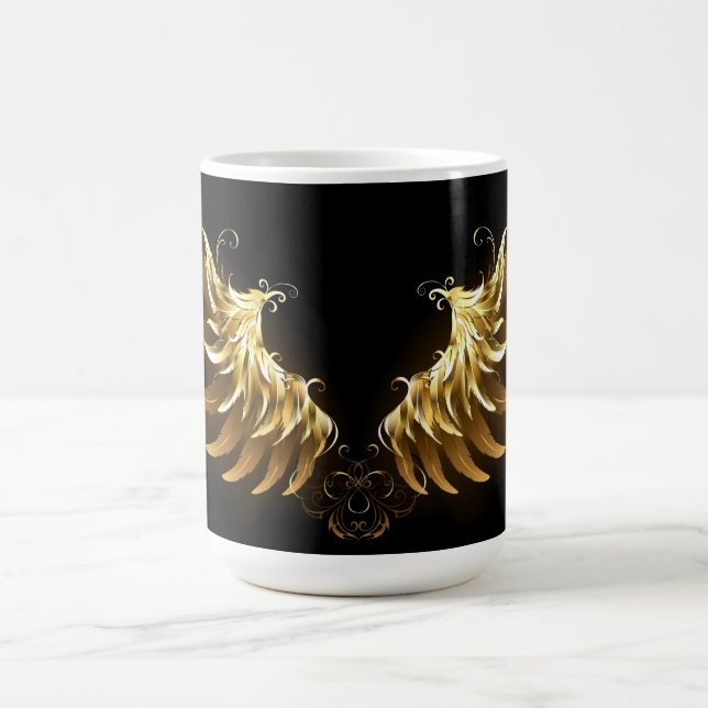 Golden Angel Wings on Black background Magic Mug (Center)