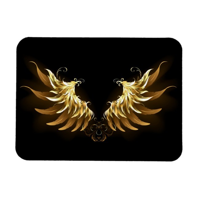 Golden Angel Wings on Black background Magnet (Horizontal)