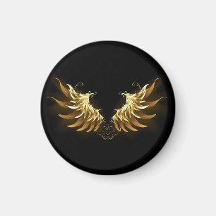 Golden Angel Wings on Black background Magnet