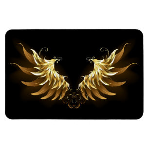 Golden Angel Wings on Black background Magnet