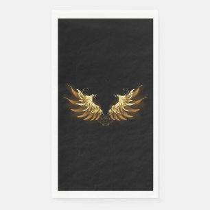 Golden Angel Wings on Black background Napkin