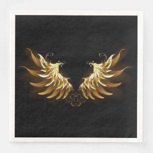 Golden Angel Wings on Black background Napkin
