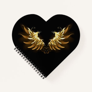 Golden Angel Wings on Black background Notebook