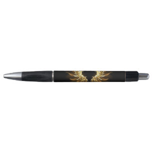Golden Angel Wings on Black background Pen