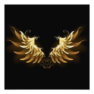 Golden Angel Wings on Black background Photo Print