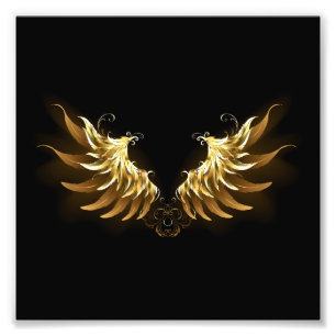 Golden Angel Wings on Black background Photo Print