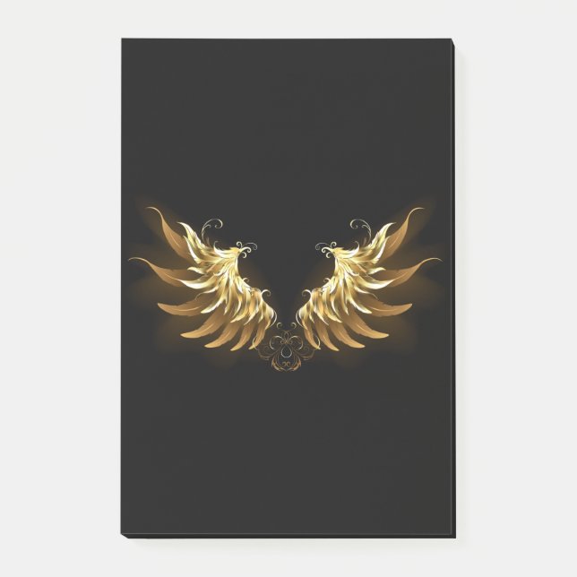 Golden Angel Wings on Black background Post-it Notes (Front)