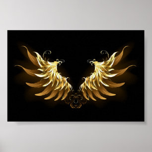 Golden Angel Wings on Black background Poster
