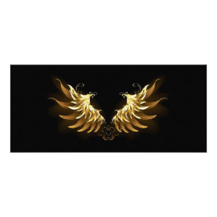 Golden Angel Wings on Black background Rack Card