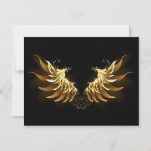 Golden Angel Wings on Black background RSVP Card