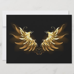 Golden Angel Wings on Black background Save The Date