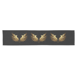 Golden Angel Wings on Black background Short Table Runner