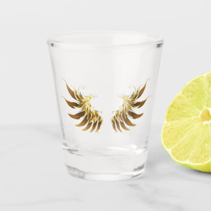 Golden Angel Wings on Black background Shot Glass
