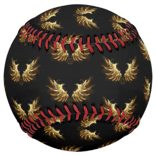 Golden Angel Wings on Black background Softball
