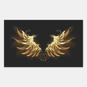 Golden Angel Wings on Black background Sticker