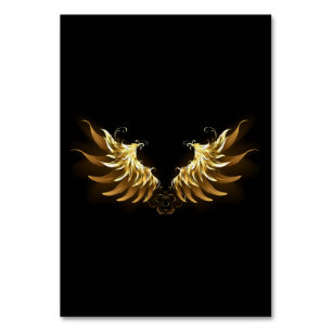 Golden Angel Wings on Black background Table Number