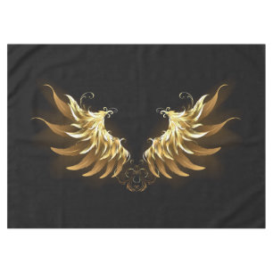 Golden Angel Wings on Black background Tablecloth