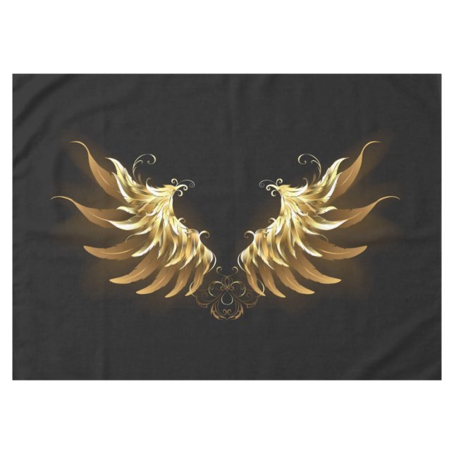 Golden Angel Wings on Black background Tablecloth (Front (Horizontal))