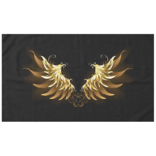 Golden Angel Wings on Black background Tablecloth