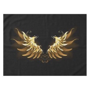 Golden Angel Wings on Black background Tablecloth