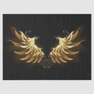 Golden Angel Wings on Black background Tissue Paper