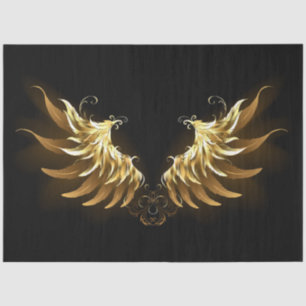 Golden Angel Wings on Black background Tissue Paper