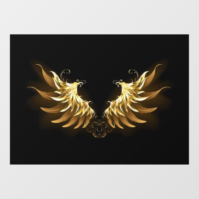 Golden Angel Wings on Black background Window Cling (Sheet)