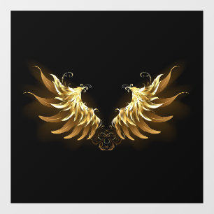 Golden Angel Wings on Black background Window Cling