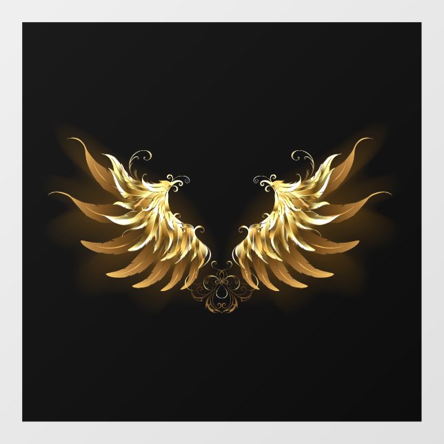 Golden Angel Wings on Black background Window Cling (Sheet)