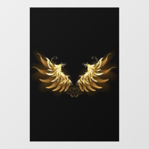 Golden Angel Wings on Black background Window Cling