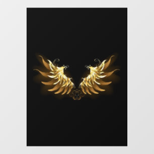 Golden Angel Wings on Black background Window Cling