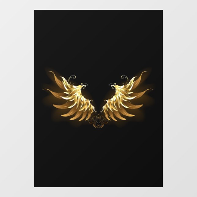 Golden Angel Wings on Black background Window Cling (Sheet)