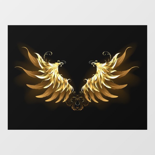 Golden Angel Wings on Black background Window Cling (Sheet)