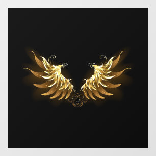 Golden Angel Wings on Black background Window Cling