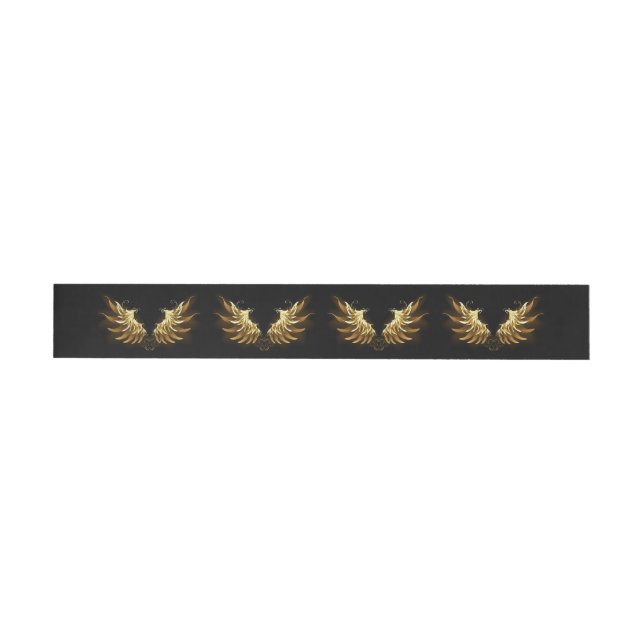 Golden Angel Wings on Black background Wraparound Address Label (Individual)