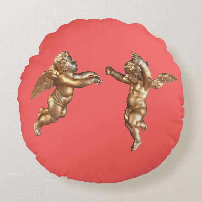 Golden Angels Round Pillow (Front)