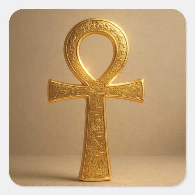 Golden Ankh Ancient Egyptian Symbol Sticker (Front)